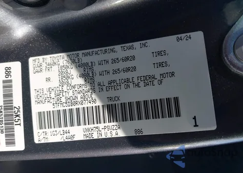 2024 Toyota Tundra Hybrid 1794 Edition 4Wd from USA, damaged, VIN 5TFMC5DB0RX077490